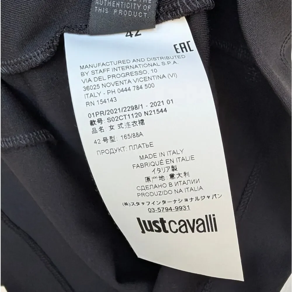 Just Cavalli Dress Womens IT42/US 6 Black Sleeveless Bodycon Slim Mini Logo NWT - Picture 13 of 14